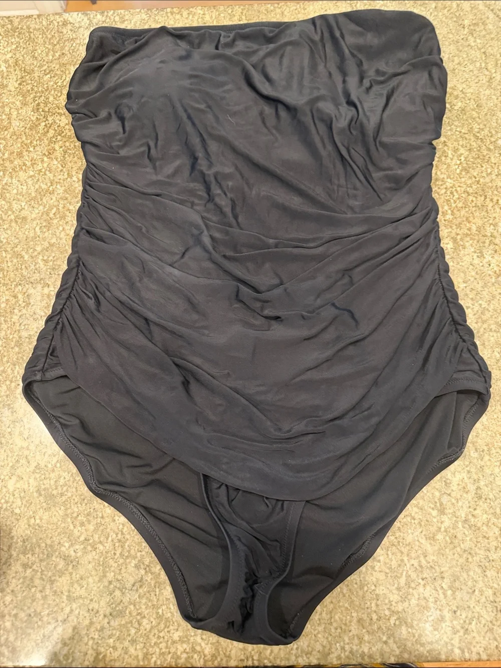 J. Crew Black Strapless Ruched Swim One-Piece